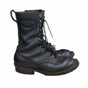 JK Custom Firefighter Black Leather Soft Toe Boots Size 8.5 E Made in USA